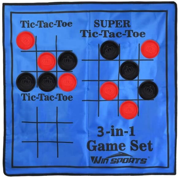 Giant Checkers Game Set,Super Tic Tac Toe,Including Reversible Rug - Picture 7 of 8